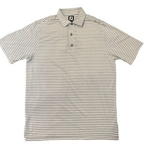 FootJoy Mens Golf Polo Shirt Striped‎ Medium FJ Logo Short Sleeve Casual